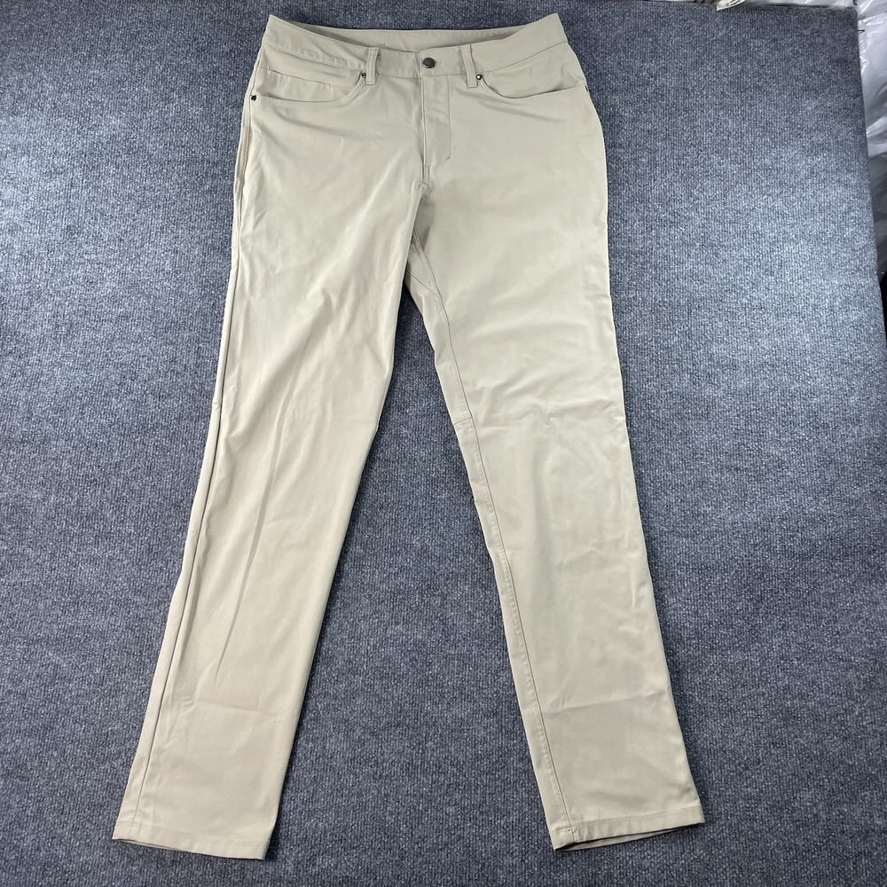 Lululemon Men's ABC Slim-Fit 5 Pocket Warpstreme khaki Beige Pants 32x34